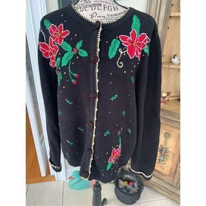 REFERENCE POINT NEW YORK Embroidered Christmas Cardigan
